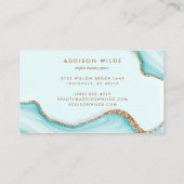 金ゴールドエレガントグリッターアクアアクアマーブルアガテモダンシック 名刺 (裏面)