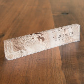 金ゴールドエレガントグリッターアゲート大理石テクスチャベージュデ デスクネームプレート (側面)