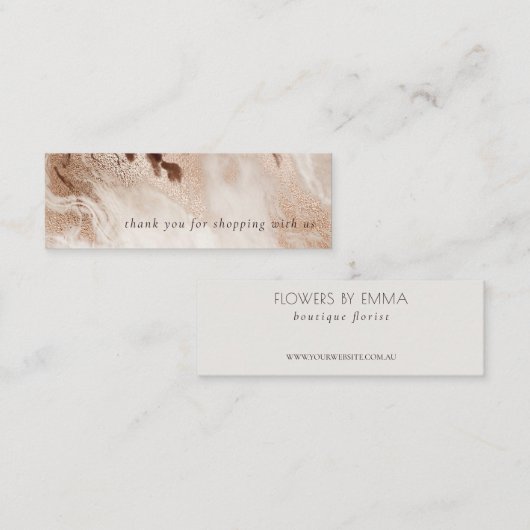 金ゴールドエレガントグリッターアゲート大理石テクスチャベージュ スキニー名刺 (正面/裏面)