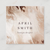 金ゴールドエレガントグリッターアゲート大理石テクスチャベージュ スクエア名刺 (正面)