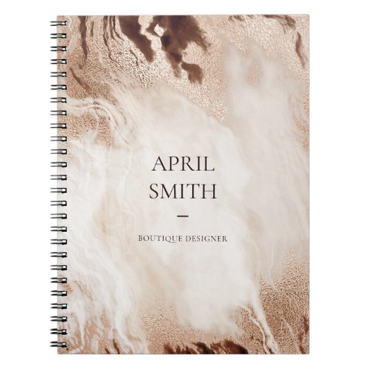金ゴールドエレガントグリッターアゲート大理石テクスチャベージュ ノートブック (正面)