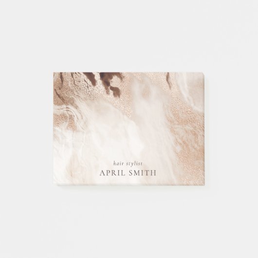 金ゴールドエレガントグリッターアゲート大理石テクスチャベージュ ポストイット (正面)