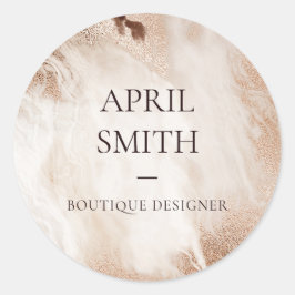 金ゴールドエレガントグリッターアゲート大理石テクスチャベージュ ラウンドシール