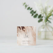 金ゴールドエレガントグリッターアゲート大理石QRコードロゴ スクエア名刺 (スタンド正面)