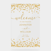 金ゴールドエレガントグリッターウェディングパーティーへようこそ アクリルサイン (正面)