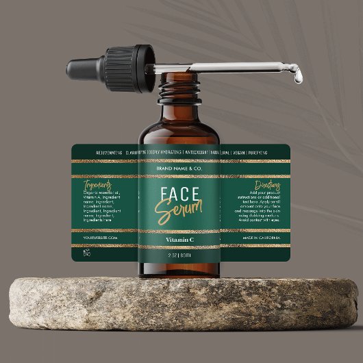 金ゴールドエレガントグリッターエメラルドグリーンコスメティックボトル ラベル