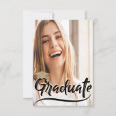 金ゴールドエレガントグリッターキャップ、写真卒業パーティー 招待状 (正面)