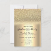 金ゴールドエレガントグリッターキャップ、写真卒業パーティー 招待状 (裏面)