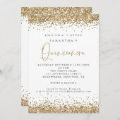 金ゴールドエレガントグリッターキンセアニラ15位パーティー 招待状 (正面/裏面)