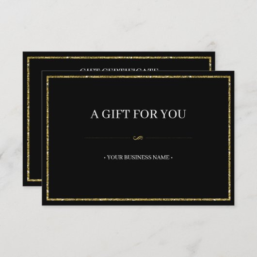 金ゴールドエレガントグリッターギフト券カード エンクロージャーカード (正面/裏面)