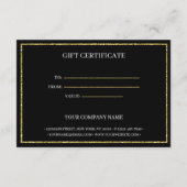 金ゴールドエレガントグリッターギフト券カード エンクロージャーカード (裏面)