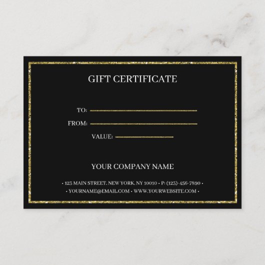 金ゴールドエレガントグリッターギフト券カード エンクロージャーカード (裏面)