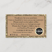 金ゴールドエレガントグリッタークラフト紙ありがとう 名刺 (裏面)