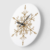 金ゴールドエレガントグリッタークリスマススノーフレークホリデー ラージ壁時計 (傾斜)