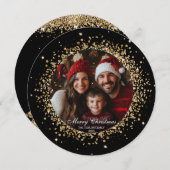 金ゴールドエレガントグリッタークリスマスツリーファミリーフォト (正面/裏面)