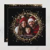 金ゴールドエレガントグリッタークリスマスツリーファミリーフォト (正面/裏面)