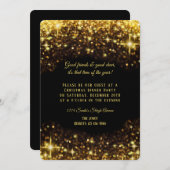金ゴールドエレガントグリッタークリスマスディナーパーティー 招待状 (正面/裏面)