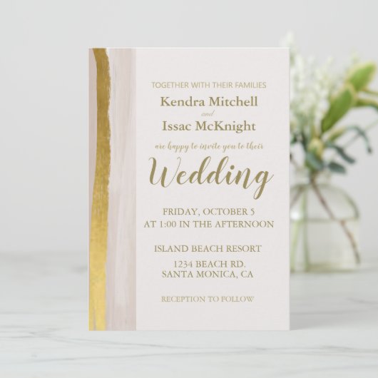 金ゴールドエレガントグリッタークリームクラス招待状 招待状 (スタンド正面)