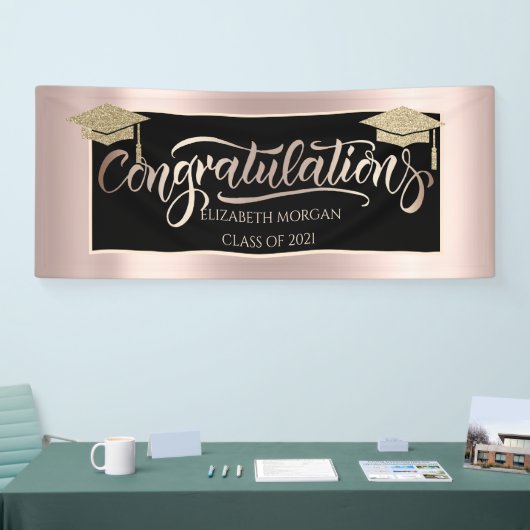 金ゴールドエレガントグリッターグラッドキャップバラ金ゴールド 横断幕 (トレードショー)