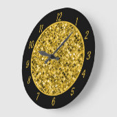 金ゴールドエレガントグリッターグラムスパークルシック ラージ壁時計 (傾斜)