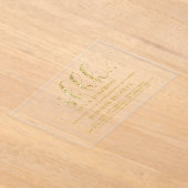 金ゴールドエレガントグリッターサプライズ誕生日パーティー アクリル招待状 (レイダウン)