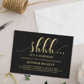 金ゴールドエレガントグリッターサプライズ誕生日パーティー 招待状