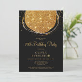 金ゴールドエレガントグリッターサークル70th誕生日パーティー 招待状 (スタンド正面)
