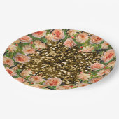 金ゴールドエレガントグリッターシャンパン庭園の結婚式 ペーパープレート (アングル)