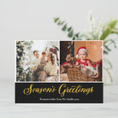 金ゴールドエレガントグリッターシーズンのクリスマスの挨拶 シーズンカード (スタンド正面)