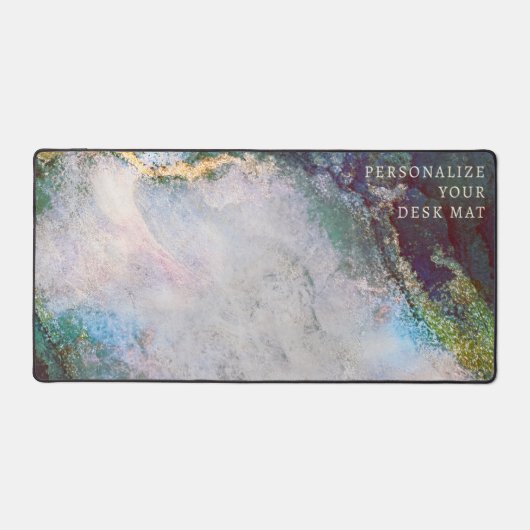 金ゴールドエレガントグリッタージェイドグリーンマーブルカスタマイズス デスクマット (正面)