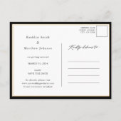 金ゴールドエレガントグリッタースクリプト写真の保存日付 案内ポストカード (裏面)