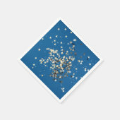 金ゴールドエレガントグリッタースターズオンブルーペーパーナプキン スタンダードカクテルナプキン (角)