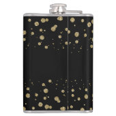 金ゴールドエレガントグリッタースパークルブラックパーソナライズ フラスク (裏面)