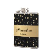 金ゴールドエレガントグリッタースパークルブラックパーソナライズ フラスク (左)