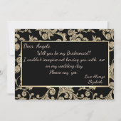 金ゴールドエレガントグリッタースワーズbridesmaidカード 招待状 (裏面)