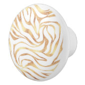 金ゴールドエレガントグリッターゼブラホワイトアニマルプリント セラミックノブ (右)