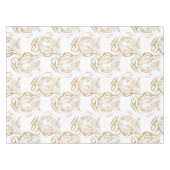 金ゴールドエレガントグリッタータイガープリントホワイトデザイン テーブルクロス (正面(横))