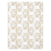 金ゴールドエレガントグリッタータイガープリントホワイトデザイン テーブルクロス (正面)