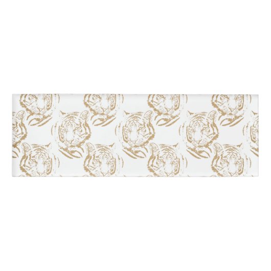 金ゴールドエレガントグリッタータイガープリントホワイトデザイン 名札 (正面)