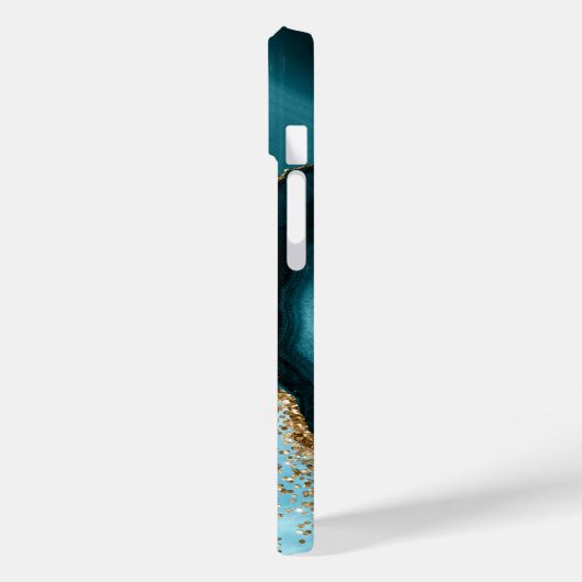 金ゴールドエレガントグリッターターコイズマーブルモノグラム Case-Mate iPhoneケース (裏面 / 左)
