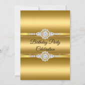 金ゴールドエレガントグリッターダイヤモンドバースデーパーティー2 招待状 (裏面)