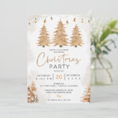 金ゴールドエレガントグリッターツリークリスマスパーティー 招待状 (スタンド正面)