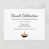 金ゴールドエレガントグリッターディヤランプディワリお祝い インビテーションポストカード (正面)