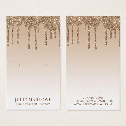 金ゴールドエレガントグリッタードリップスイヤーリングジュエリー (正面&裏面)