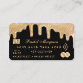 金ゴールドエレガントグリッタードリップスブラッククレジット 名刺 (正面)