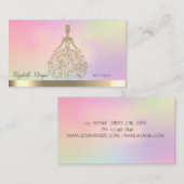 金ゴールドエレガントグリッタードレスのホログラフィック 名刺 (正面/裏面)