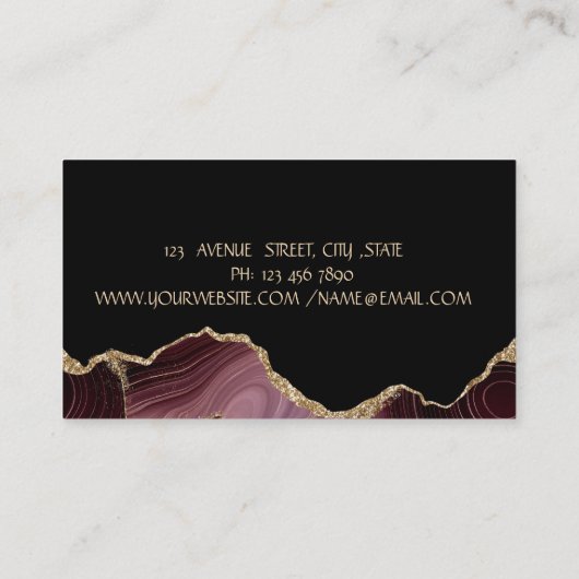 金ゴールドエレガントグリッタードレスブルガンディアゲート 名刺 (裏面)