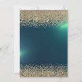 金ゴールドエレガントグリッタードレス緑の日付保存 セーブザデート (裏面)