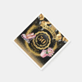 金ゴールドエレガントグリッターナプキンスと赤面ヒール スタンダードカクテルナプキン (角)