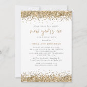 金ゴールドエレガントグリッターニューイヤーイーブホワイト 招待状 (正面)